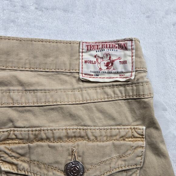 True Religion Jeans Cropped Tan Beige Women Size 29 (32x23) Lisa Flap Pockets - Picture 11 of 11